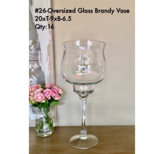 Opulent Glass Brandy Vase 20xT-9xB-6.5
