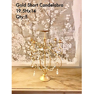 Elegant Short Gold Candelabra 19.5Hx14