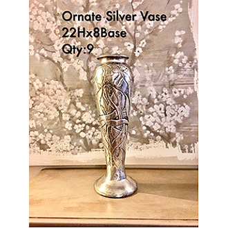 Stylish Ornate Silver Vase 22xB-8