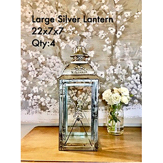 Polished Large Silver Lantern 22x7x7