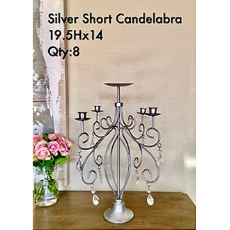 Elegant Short Silver Candelabra 19.5Hx14