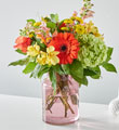 Autumn Sunshine Bouquet with Blush Vase - DeluxeAutumn Sunshine Bouquet with Blush Vase - Deluxe