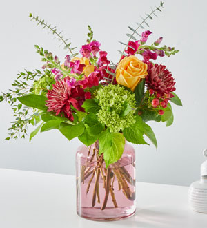 Gilded Moment Bouquet with Blush Vase - Deluxe