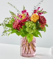 Gilded Moment Bouquet with Blush Vase - Deluxe