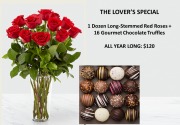 THE LOVER'S SPECIAL: 1 DOZ. ROSES + TRUFFLES