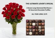 THE ULTIMATE LOVER'S SPECIAL: 2 DOZ ROSES + TRUFFLES