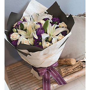 Mixed Cut Flowers White and Purple
