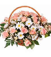 Basket Arrangement of Pink Roses
