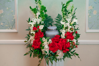 #9 Red & Green Urn Wreath