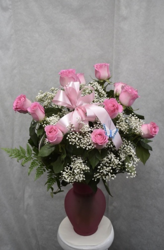 mothers day pink rose vase arr
