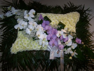 Pequa White Pillow with Orchids