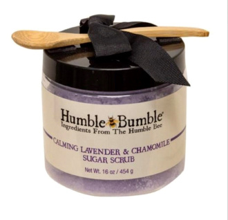 Lavender & Chamomile sugar scrub with scoop