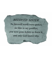 Beloved Sister - No farewell words... Stone