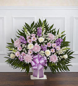 Heartfelt Tribute Floor Basket-Lavender & White