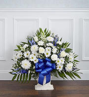 Heartfelt Tribute Floor Basket-Blue & White