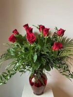 Dozen Roses Arranged in vase