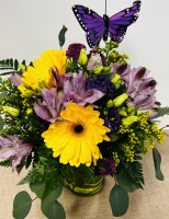 Colonials purple and yellow Bouquet