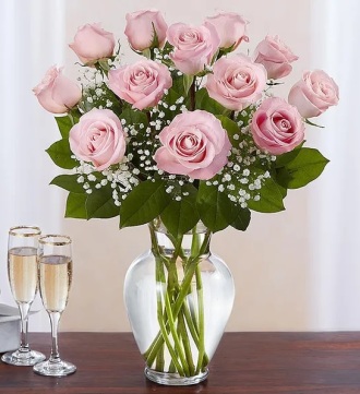 Stein Dozen Pink Roses