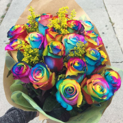 Rainbow Roses Bouquet Gift Wrapped