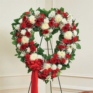 Red & White Mixed Standing Open Heart 