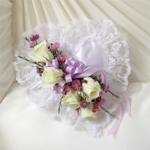 Lavender & White Satin Heart Casket Pillow