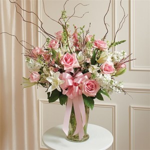 Pink & White Sympathy Vase Arrangement