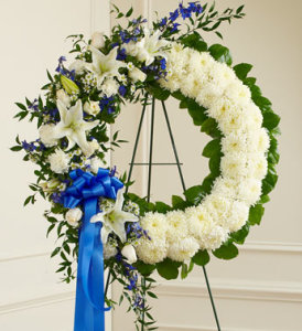 Blue & White Standing Wreath