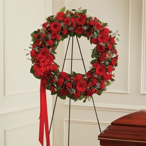 Red Mixed Standing Wreath 