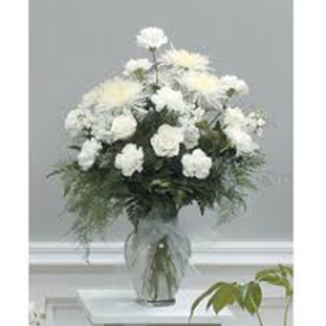 White Fuji Mum Vase Arrangement