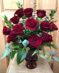 Burgundy Rose Bouquet-Ruffled Petals