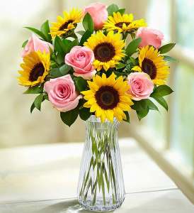 Pink Roses & Sunflowers