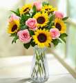 Pink Roses & Sunflowers