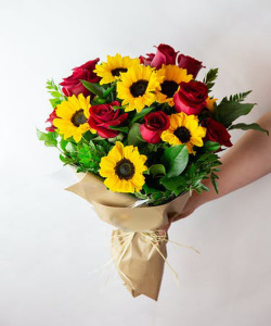 Sunflower Romance Wrapped Bouquet