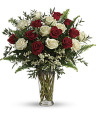 Long Stem White & Red Roses