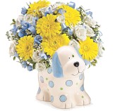 Blue Puppy Ceramic Vase