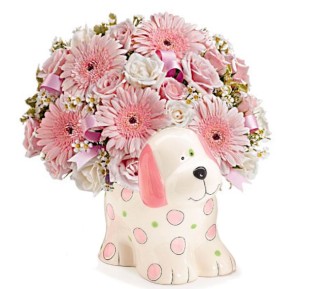 Pink Puppy Ceramic Vase