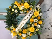 Yellow Rose Floral Wreath