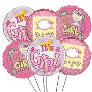 Six it's a Girl Mylar Balloons