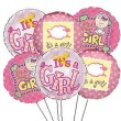 Six it's a Girl Mylar Balloons