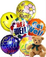 Get Well Balloons and Teddy Bear
