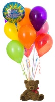 Birthday Bonanza Balloons and a Teddy Bear