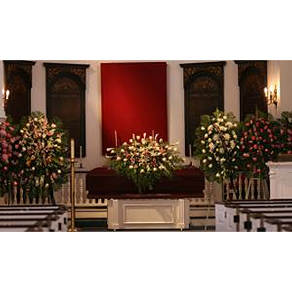 Flowers for service in funeral home