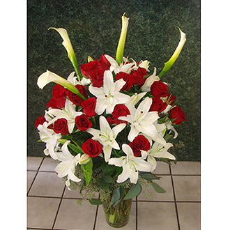 Red roses White Lilies Classic Arrangement