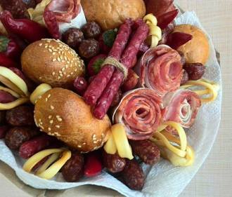 Gourmet meat and cheese bouquet