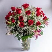2 Dozen Radiant Rose with Lilies