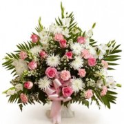 Funeral Basket Pink & White