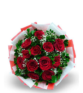 A Dozen Long Stem Red Roses Wrapped