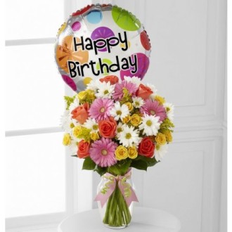The Birthday Cheer Bouquet with Balloon