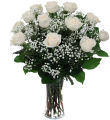 Dozen White Roses In Vase