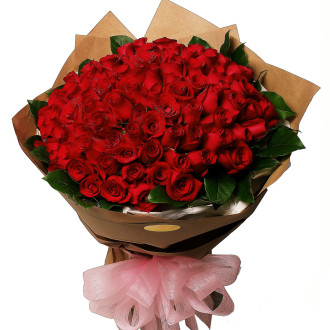 MGM 99 Red Roses Gift-Wrapped Bouquet